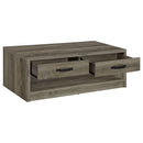 Coaster Furniture Felix 707728 2-Drawer Rectangular Engineered Wood Coffee Table - Grey Driftwood IMAGE 3