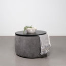  Coaster Furniture Tesoro 910147 Round Upholstered Lift Top Storage - Ottoman Grey IMAGE 4