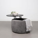  Coaster Furniture Tesoro 910147 Round Upholstered Lift Top Storage - Ottoman Grey IMAGE 5