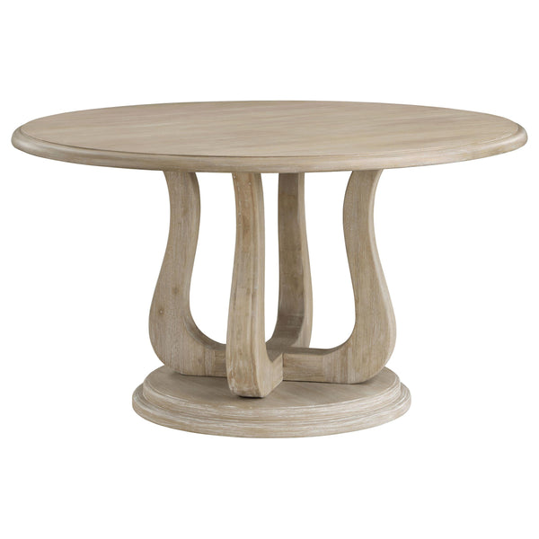  Coaster Furniture Trofello 123120 Round 60-inch Pedestal Dining Table - White Washed IMAGE 1