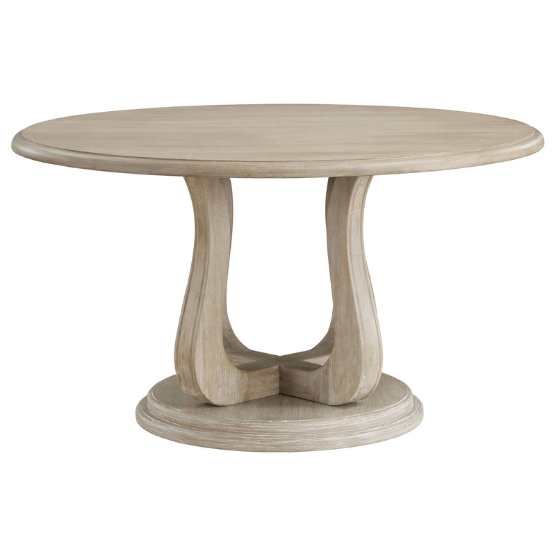  Coaster Furniture Trofello 123120 Round 60-inch Pedestal Dining Table - White Washed IMAGE 2