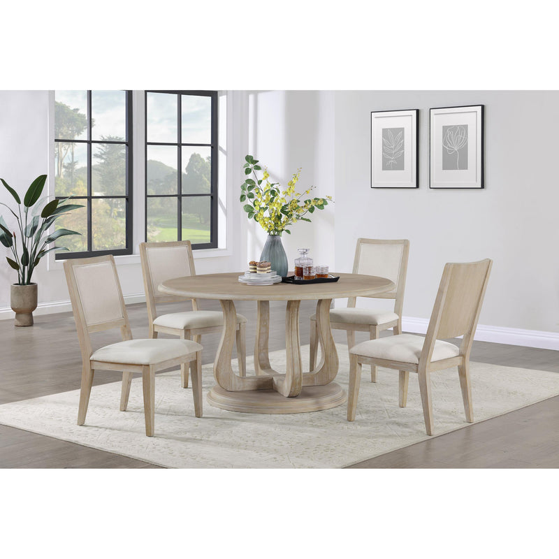  Coaster Furniture Trofello 123120 Round 60-inch Pedestal Dining Table - White Washed IMAGE 4
