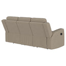  Coaster Furniture Brentwood 610281 Upholstered Motion Reclining Sofa - Taupe IMAGE 7