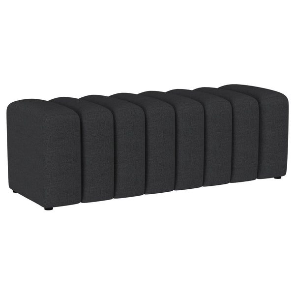Coaster Furniture Summer 910294 Upholstered Channel Tufted Accent Bench - Charcoal IMAGE 1