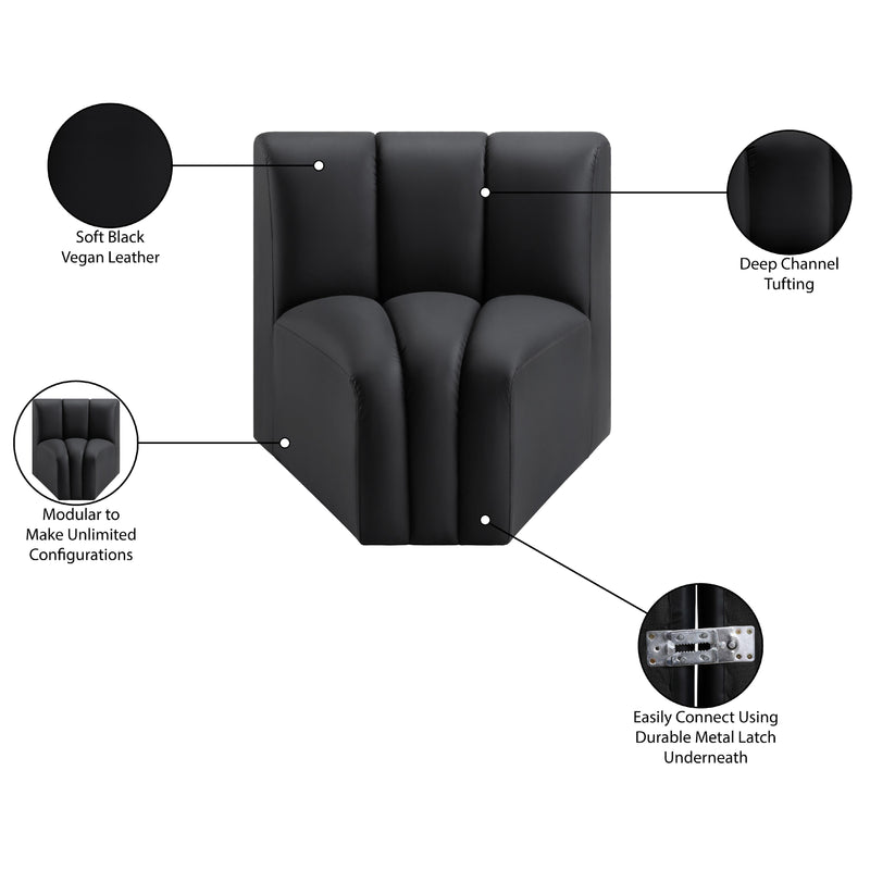 Meridian Arc Black Vegan Leather Curved Corner IMAGE 10