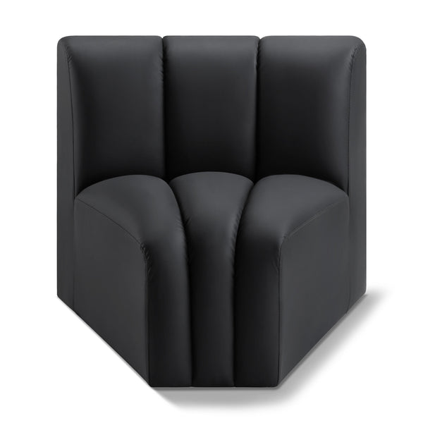 Meridian Arc Black Vegan Leather Curved Corner IMAGE 1