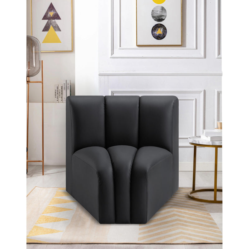 Meridian Arc Black Vegan Leather Curved Corner IMAGE 2