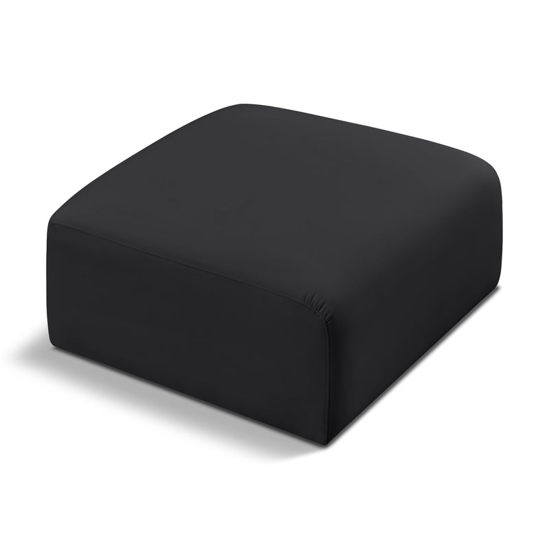 Meridian Arc Black Vegan Leather Ottoman IMAGE 1