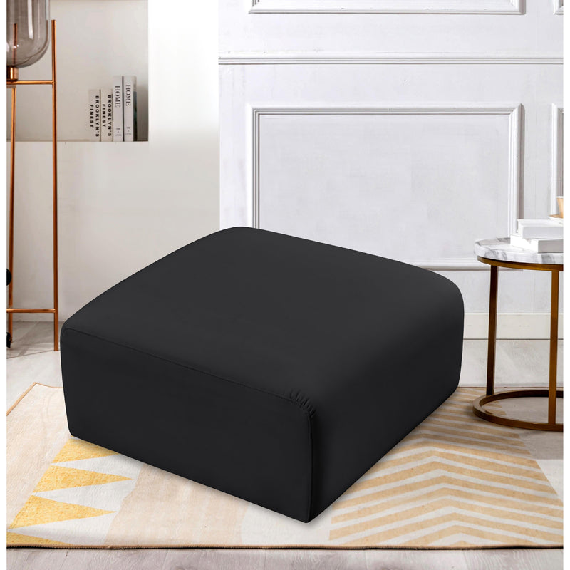 Meridian Arc Black Vegan Leather Ottoman IMAGE 2