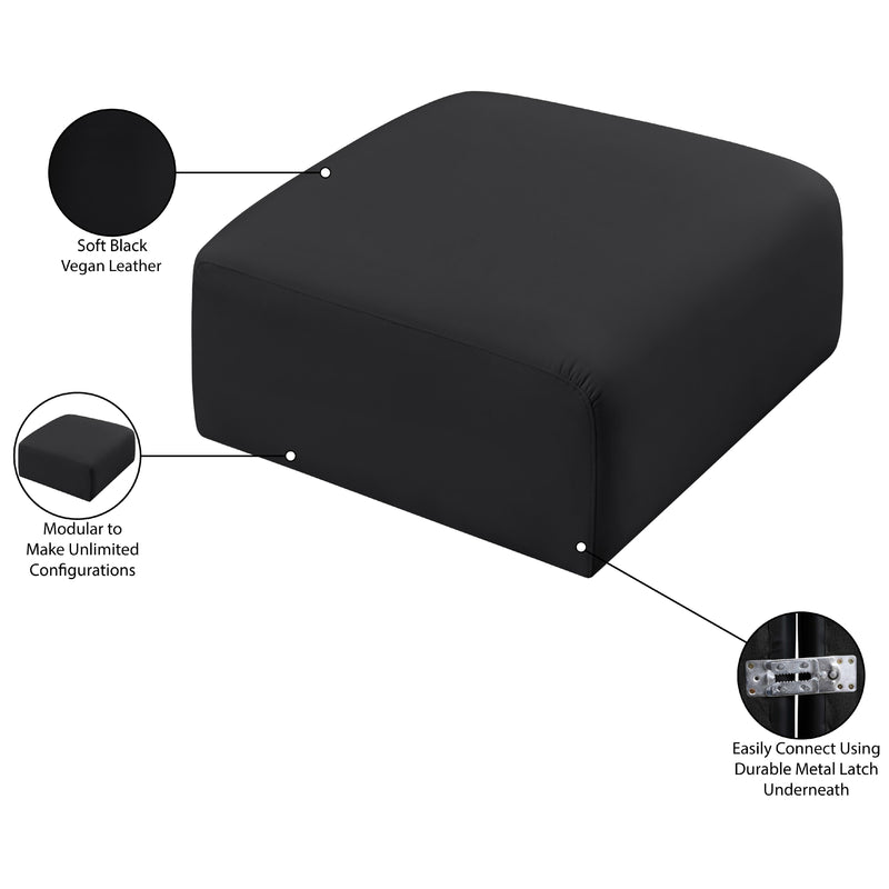Meridian Arc Black Vegan Leather Ottoman IMAGE 6