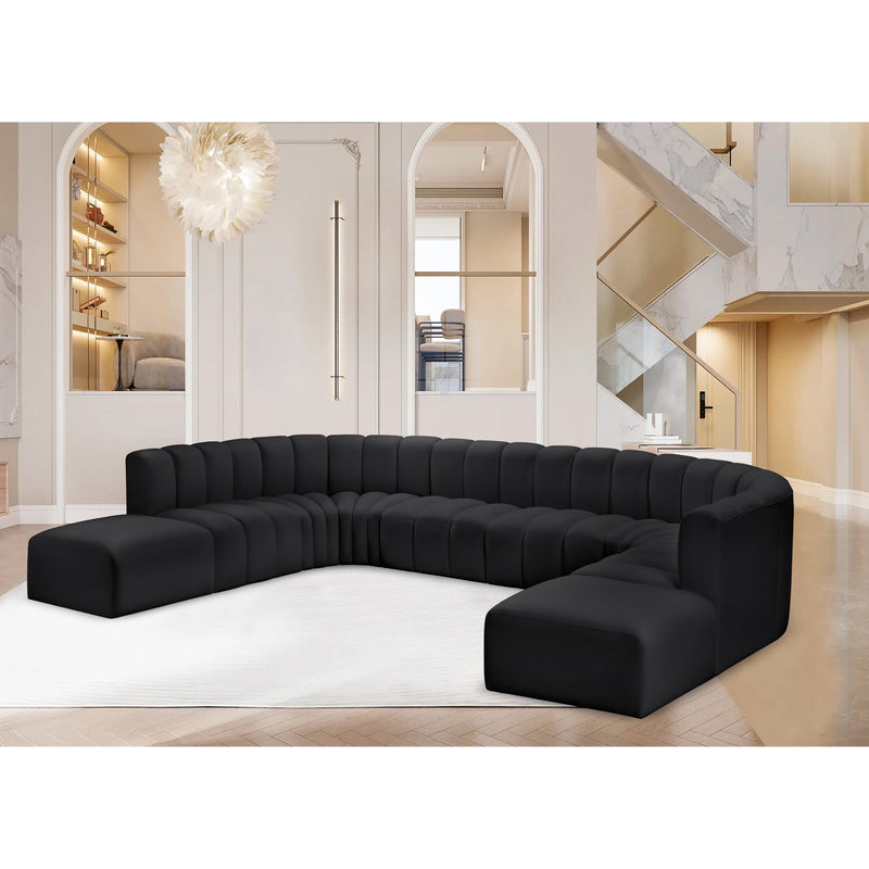 Meridian Arc Black Vegan Leather 10 pc Modular Sectional IMAGE 2