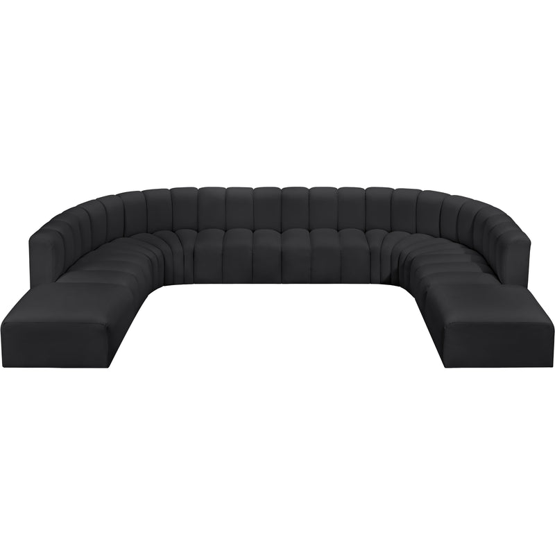 Meridian Arc Black Vegan Leather 10 pc Modular Sectional IMAGE 3