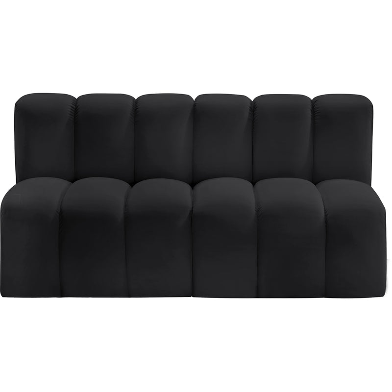 Meridian Arc Black Vegan Leather 2 pc Modular Sectional IMAGE 3