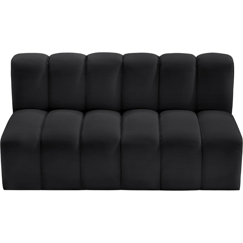Meridian Arc Black Vegan Leather 2 pc Modular Sectional IMAGE 4