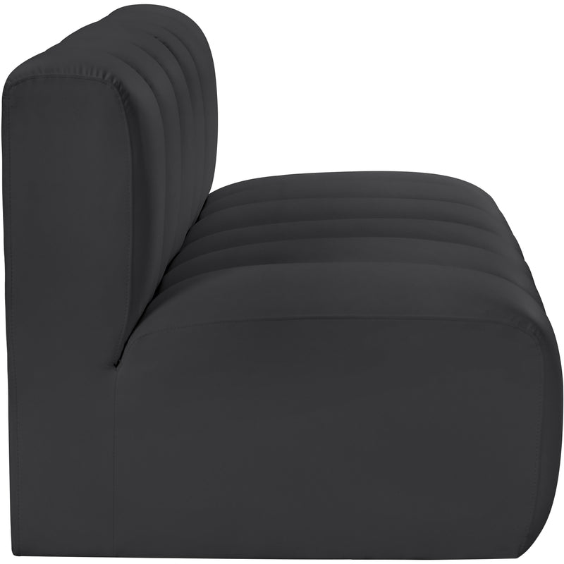 Meridian Arc Black Vegan Leather 2 pc Modular Sectional IMAGE 5