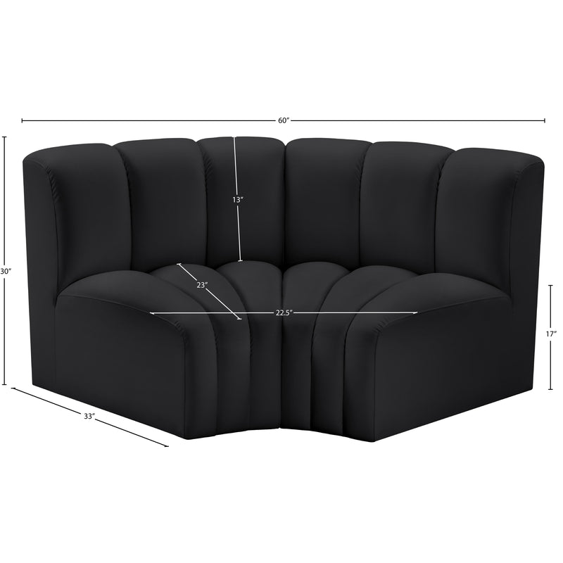 Meridian Arc Black Vegan Leather 2 pc Modular Sectional IMAGE 11