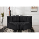 Meridian Arc Black Vegan Leather 2 pc Modular Sectional IMAGE 2