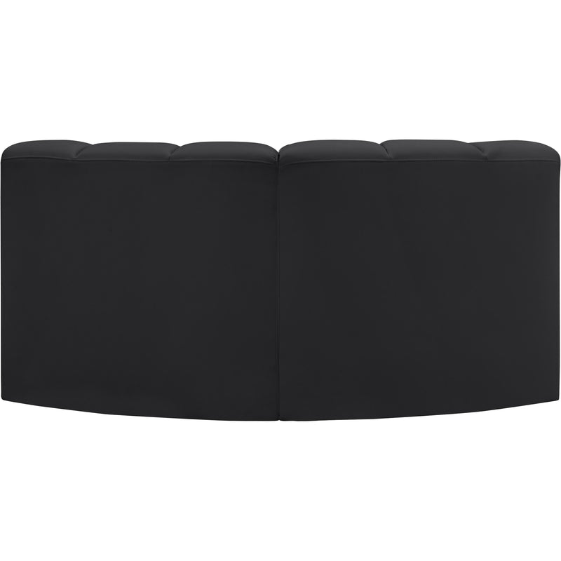 Meridian Arc Black Vegan Leather 2 pc Modular Sectional IMAGE 5