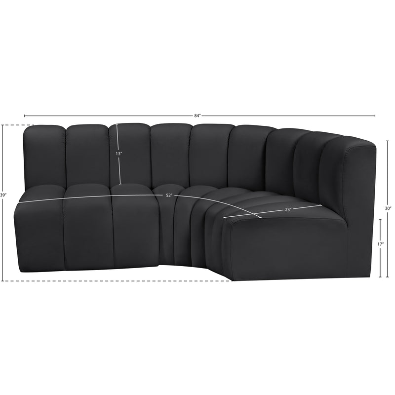 Meridian Arc Black Vegan Leather 3 pc Modular Sectional IMAGE 12