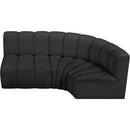 Meridian Arc Black Vegan Leather 3 pc Modular Sectional IMAGE 3