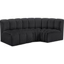 Meridian Arc Black Vegan Leather 3 pc Modular Sectional IMAGE 4