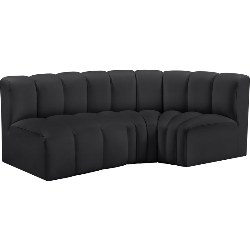 Meridian Arc Black Vegan Leather 3 pc Modular Sectional IMAGE 4