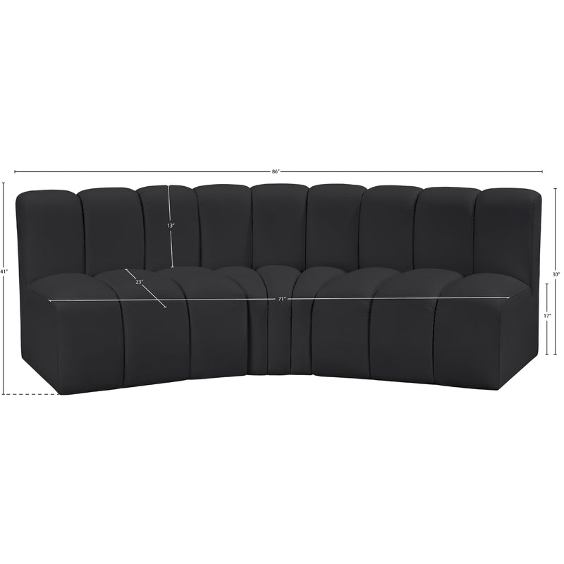 Meridian Arc Black Vegan Leather 3 pc Modular Sectional IMAGE 12