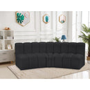 Meridian Arc Black Vegan Leather 3 pc Modular Sectional IMAGE 2