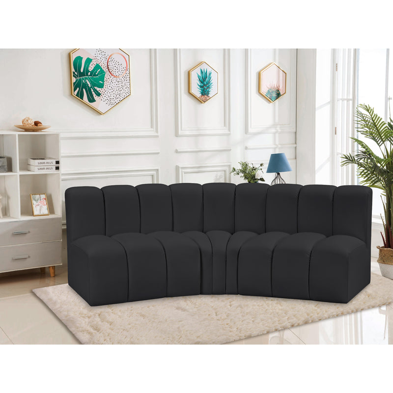 Meridian Arc Black Vegan Leather 3 pc Modular Sectional IMAGE 2