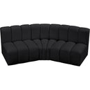 Meridian Arc Black Vegan Leather 3 pc Modular Sectional IMAGE 3