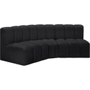 Meridian Arc Black Vegan Leather 3 pc Modular Sectional IMAGE 4