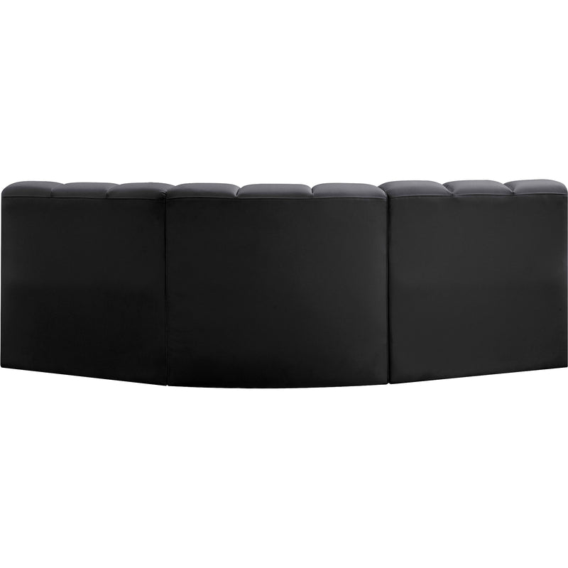Meridian Arc Black Vegan Leather 3 pc Modular Sectional IMAGE 6