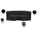 Meridian Arc Black Vegan Leather 3 pc Modular Sectional IMAGE 11