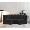 Meridian Arc Black Vegan Leather 3 pc Modular Sectional IMAGE 2