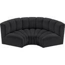 Meridian Arc Black Vegan Leather 3 pc Modular Sectional IMAGE 3