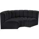 Meridian Arc Black Vegan Leather 3 pc Modular Sectional IMAGE 4