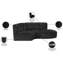 Meridian Arc Black Vegan Leather 3 pc Modular Sectional IMAGE 11