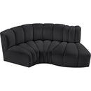 Meridian Arc Black Vegan Leather 3 pc Modular Sectional IMAGE 3