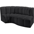 Meridian Arc Black Vegan Leather 3 pc Modular Sectional IMAGE 4