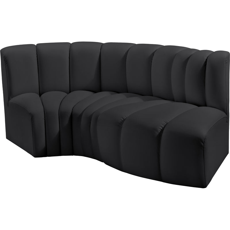 Meridian Arc Black Vegan Leather 3 pc Modular Sectional IMAGE 4