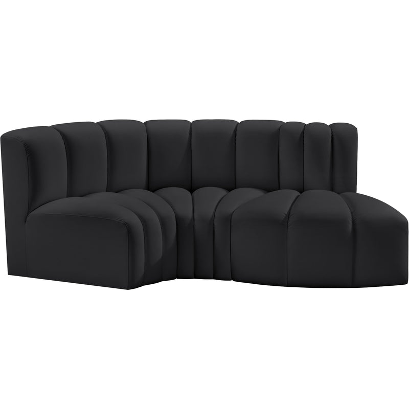 Meridian Arc Black Vegan Leather 3 pc Modular Sectional IMAGE 5