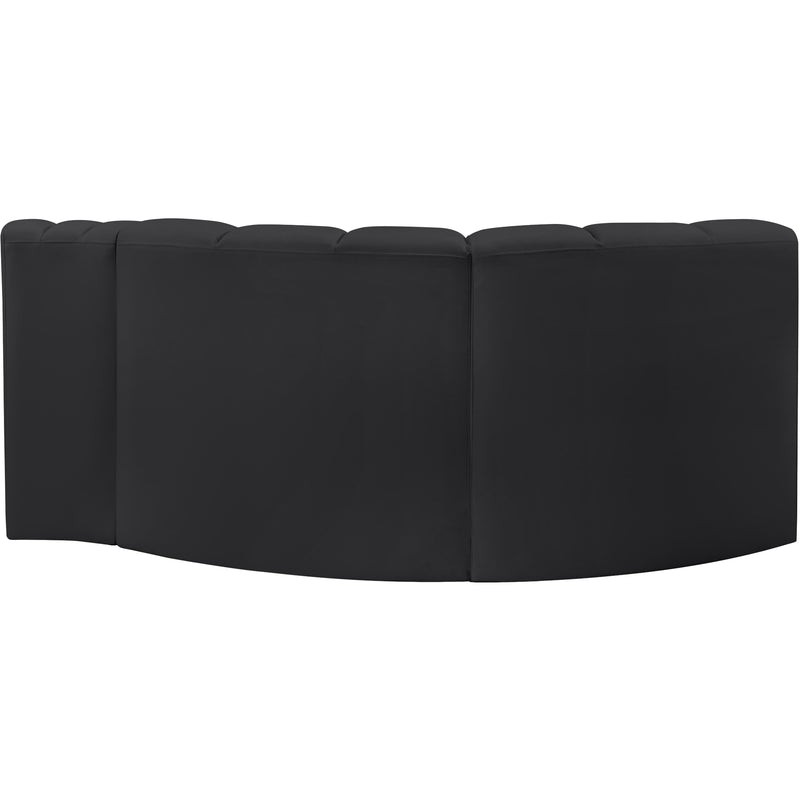 Meridian Arc Black Vegan Leather 3 pc Modular Sectional IMAGE 6