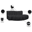 Meridian Arc Black Vegan Leather 3 pc Modular Sectional IMAGE 10