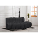 Meridian Arc Black Vegan Leather 3 pc Modular Sectional IMAGE 2