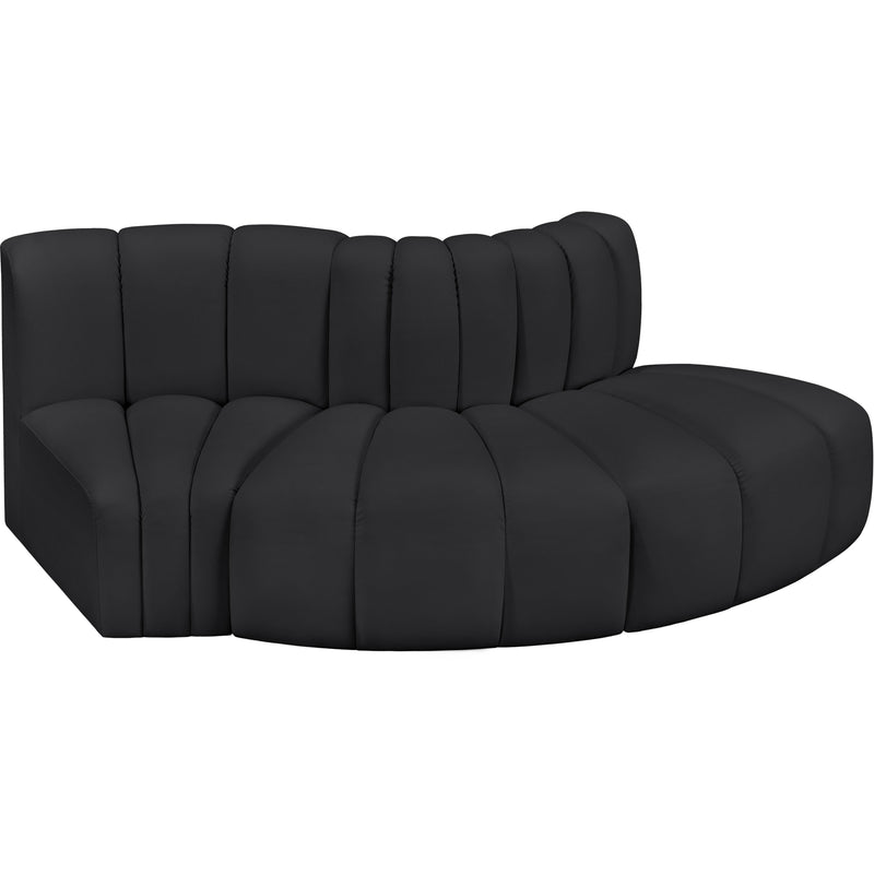 Meridian Arc Black Vegan Leather 3 pc Modular Sectional IMAGE 3