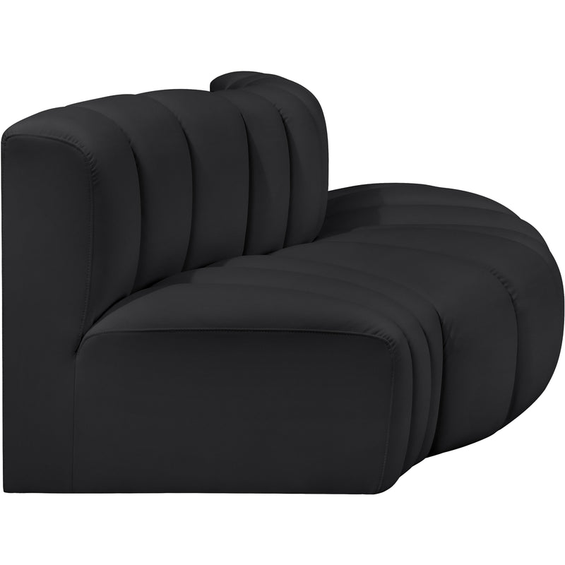 Meridian Arc Black Vegan Leather 3 pc Modular Sectional IMAGE 4