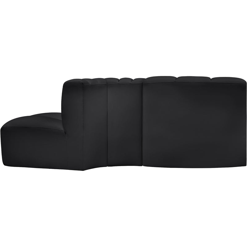 Meridian Arc Black Vegan Leather 3 pc Modular Sectional IMAGE 5