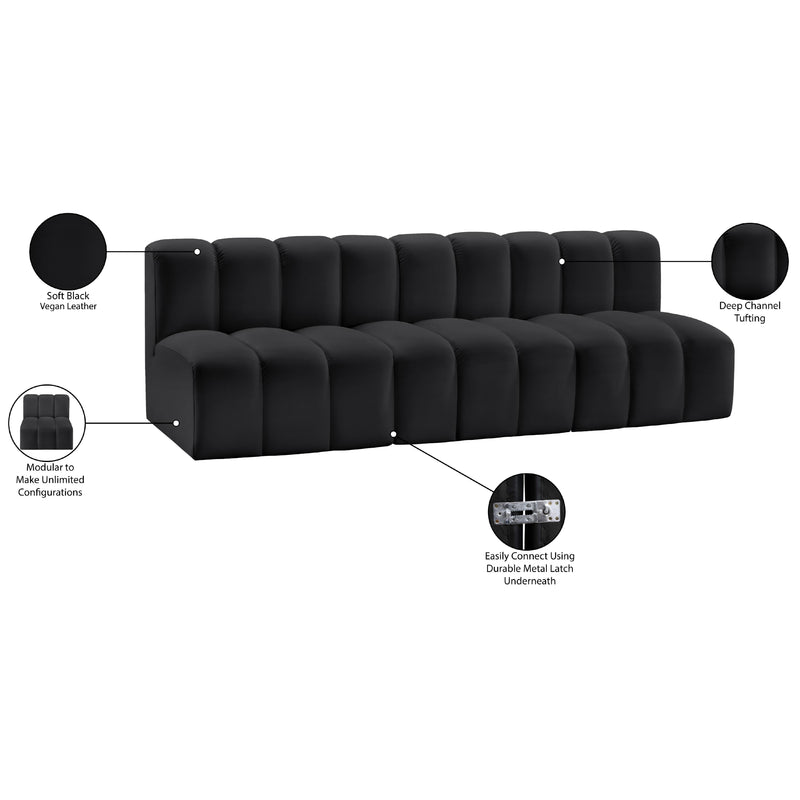Meridian Arc Black Vegan Leather 3 pc Modular Sectional IMAGE 11
