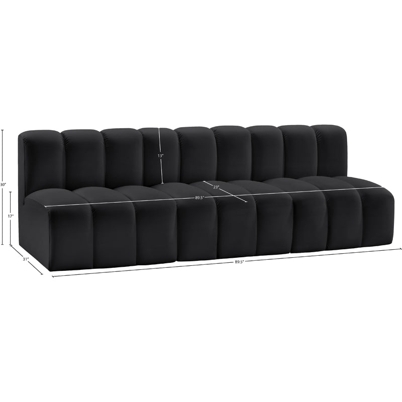 Meridian Arc Black Vegan Leather 3 pc Modular Sectional IMAGE 12
