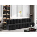 Meridian Arc Black Vegan Leather 3 pc Modular Sectional IMAGE 2